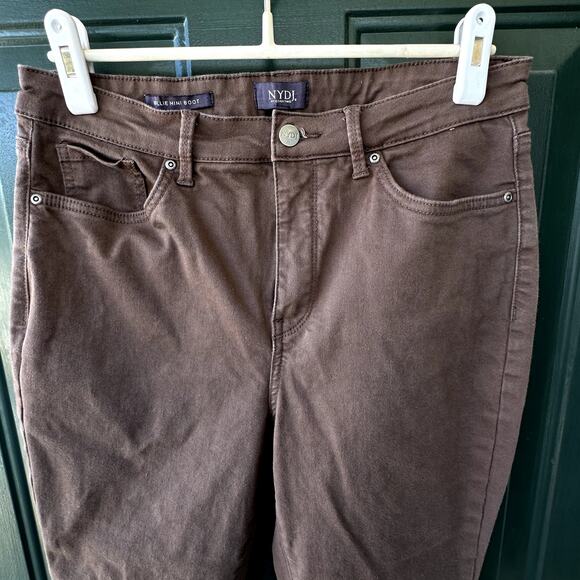 NYDJ Walnut Brown Billie Mini Boot Sz 10 5P Jeans LiftxTuck Slimming Smoothing - Picture 2 of 7